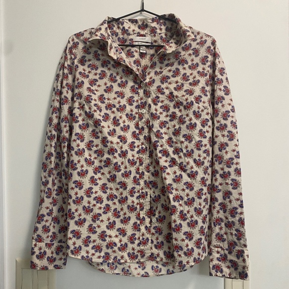J. Crew Shirt Size 8 Perfect Papaya Paisley Long Sleeve Style 04537 NEW WITH TAG - Picture 2 of 9